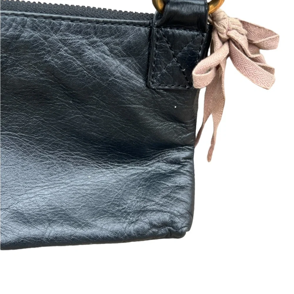 Juicy Couture Vintage Black Leather Wristlet “Choose Juicy Rare Y2K Glitter EUC